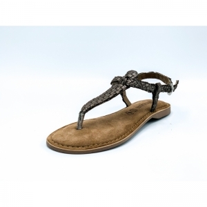 T-STRAP WEAVE PEWTER BRONS