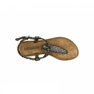 T-STRAP WEAVE PEWTER BRONS
