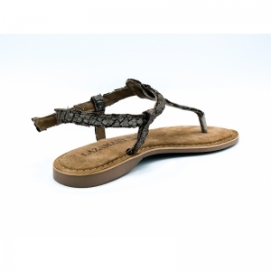 T-STRAP WEAVE PEWTER BRONS