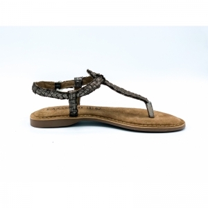 T-STRAP WEAVE PEWTER BRONS